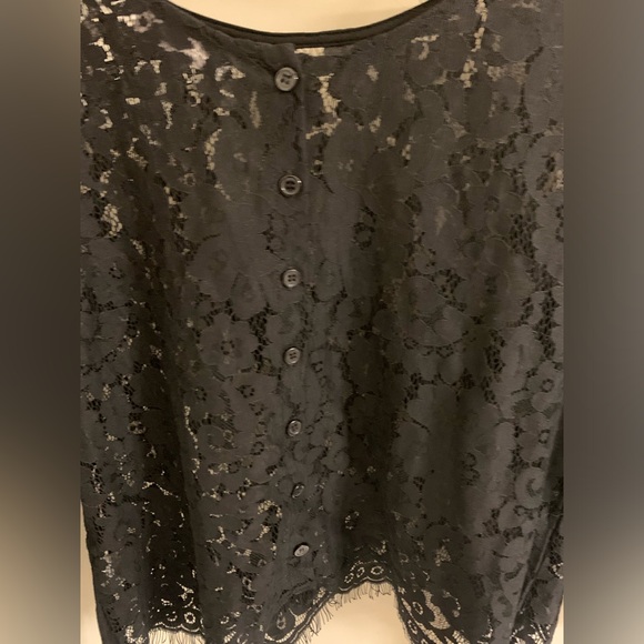 Anthropologie Bishop + Young Black lace top buttons up back - Picture 3 of 3